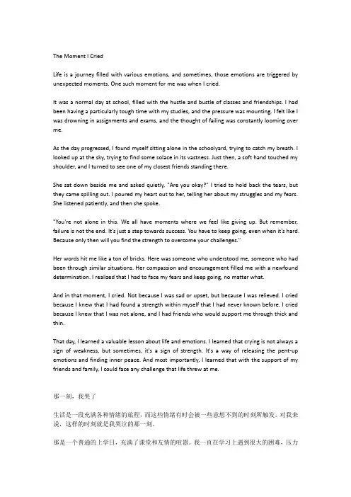 那一刻,我哭了作文500