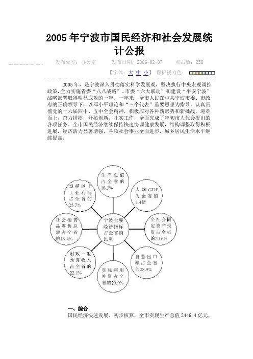2005年宁波市国民经济和社会发展统计公报