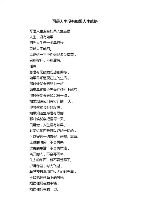 可是人生没有如果人生感悟