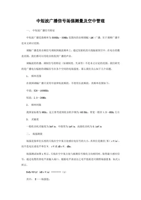 中短波广播信号场强测量及空中管理