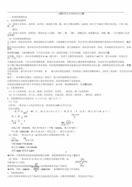 高中化学选修选修五知识点整理(详细讲解)