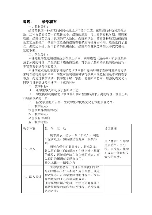 课题：蜡染花布