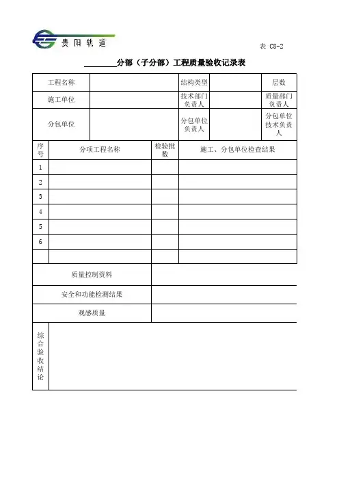 C8-2分部(子分部)工程质量验收记录表