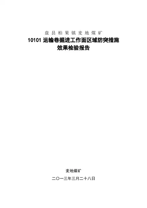 运输巷掘进工作面区域防突措施效果检验报告