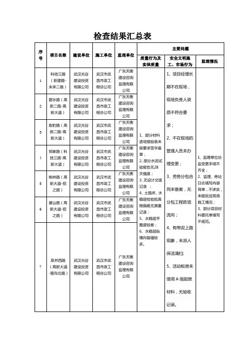 检查结果汇总表