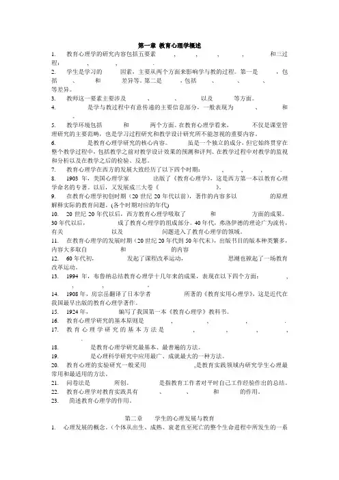 教育心理学知识点