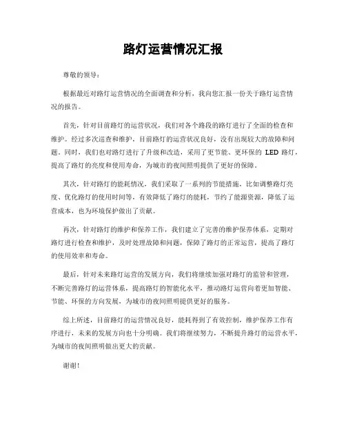 路灯运营情况汇报