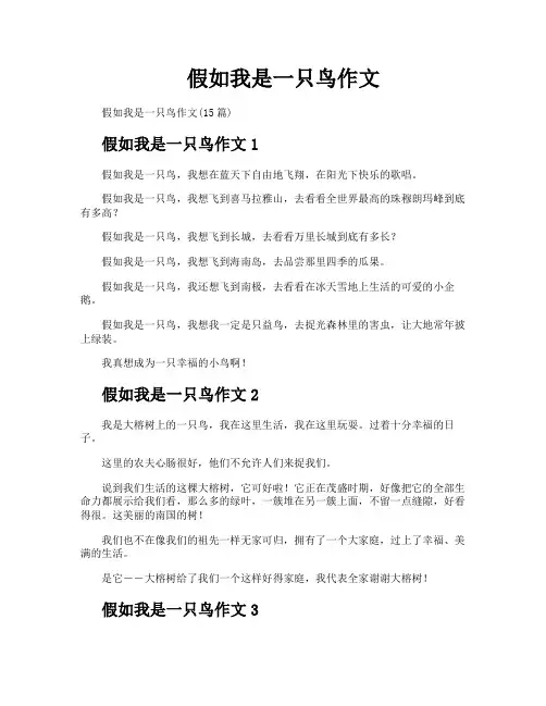 假如我是一只鸟作文