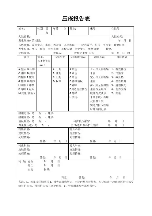 压疮报告表