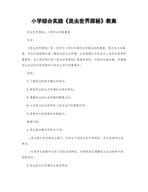 小学综合实践《昆虫世界探秘》教案