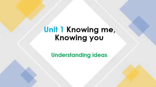 外研版(2019)英语 必修第三册 Unit 1 Understanding ideas 课件(共3