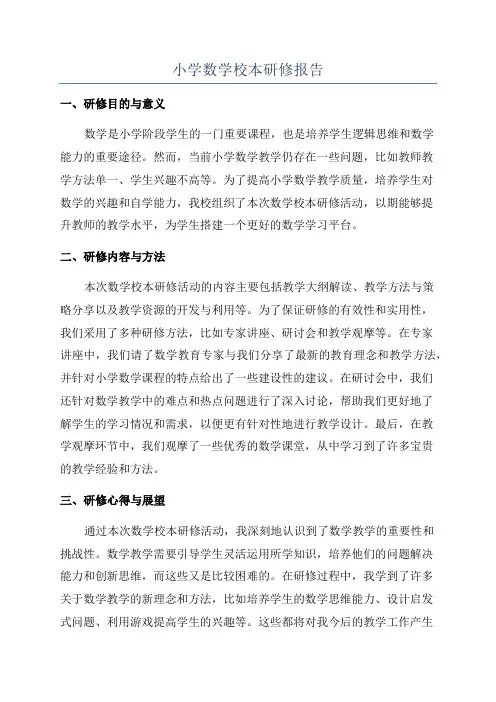 小学数学校本研修报告