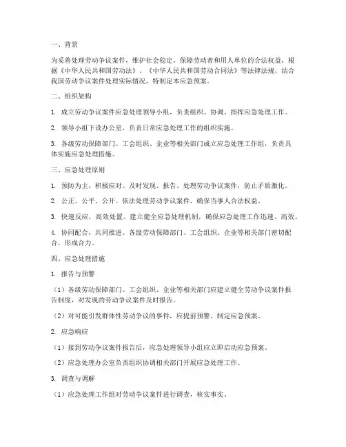 劳动争议案件应急预案