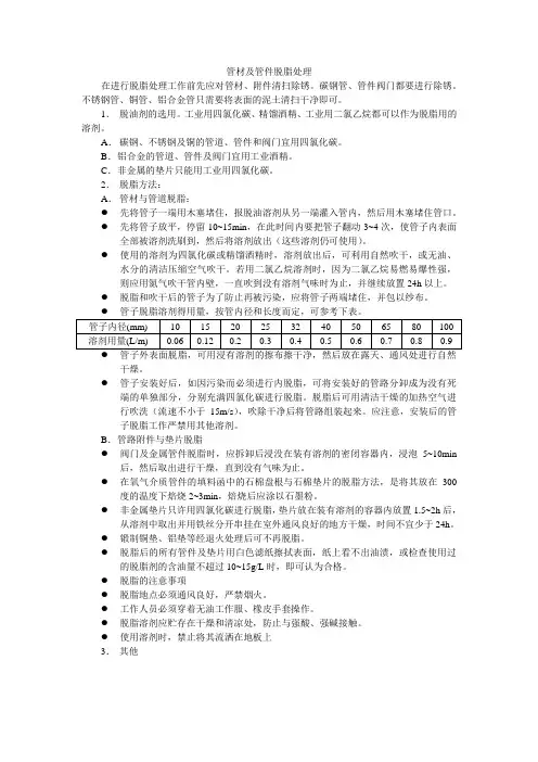 管材及管件脱脂处理