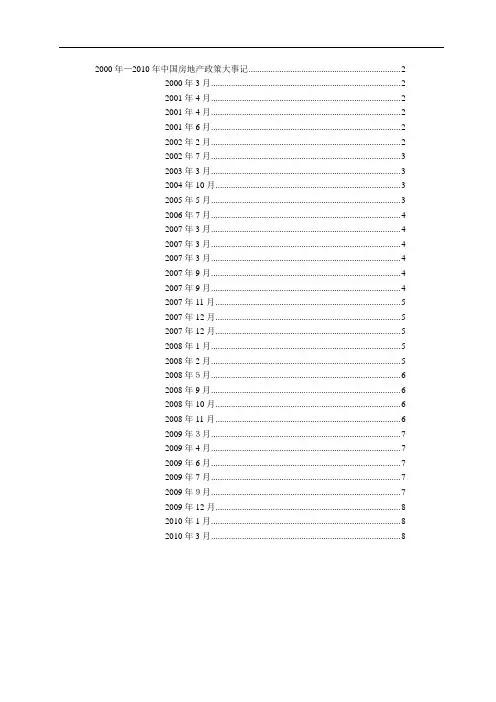 2000年—2010年中国房地产政策大事记
