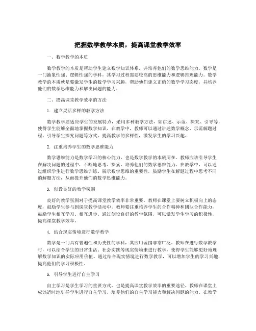 把握数学教学本质,提高课堂教学效率