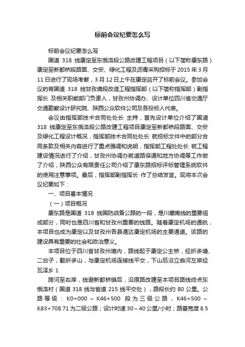 标前会议纪要怎么写