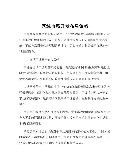 区域市场开发布局策略
