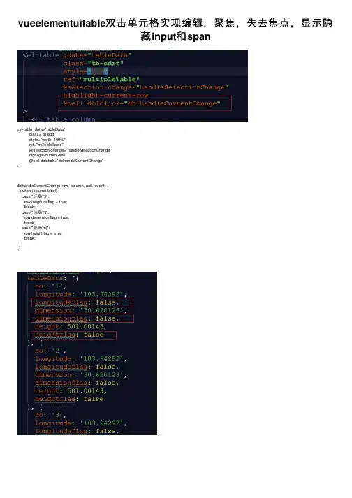 vueelementuitable双击单元格实现编辑，聚焦，失去焦点，显示隐藏input和span