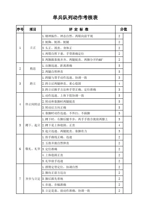 队列考核标准