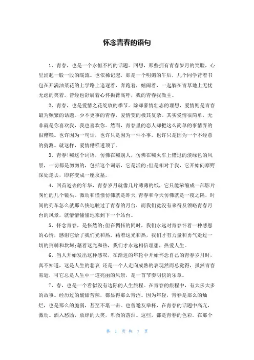怀念青春的语句