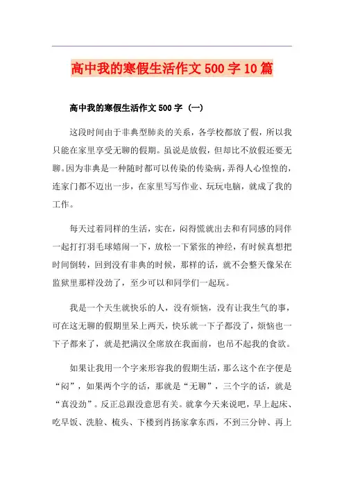 高中我的寒假生活作文500字10篇