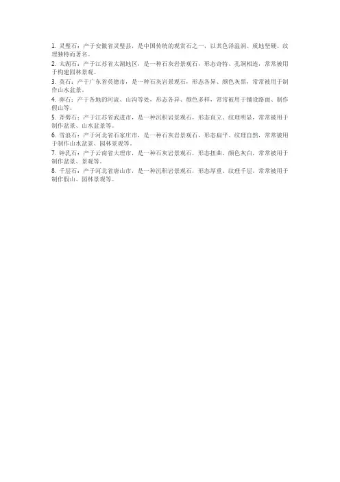 景观石名称大全