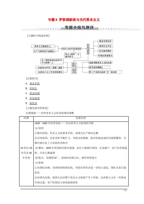 高中历史专题6罗斯福新政与当代资本主义专题小结与测评学案人民版必修2