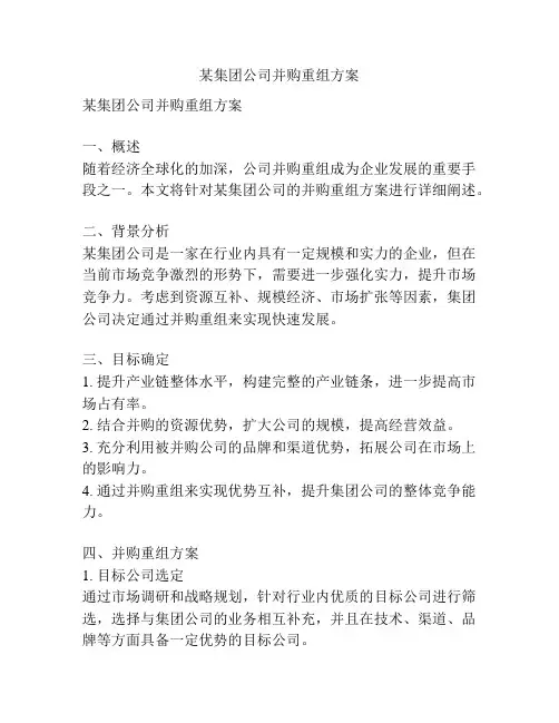 某集团公司并购重组方案