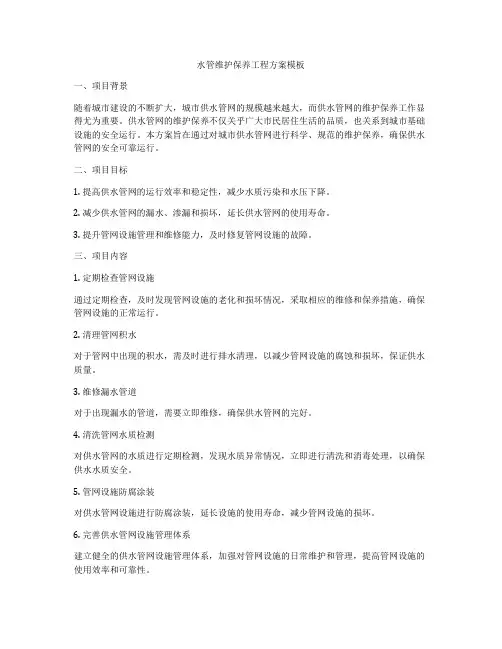 水管维护保养工程方案模板