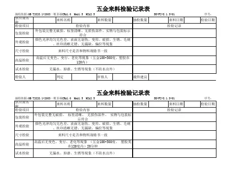 五金来料检验记录表