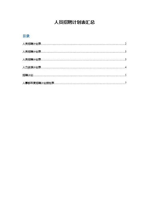 人员招聘计划表汇总