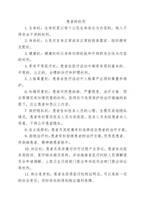 患者的权利