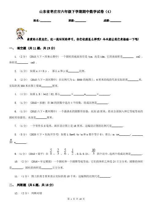 山东省枣庄市六年级下学期期中数学试卷(4)