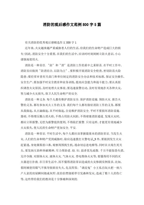 消防的观后感作文范例800字5篇