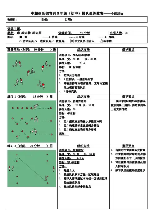 中超俱乐部青训8年级(初中)梯队训练教案——小组对抗