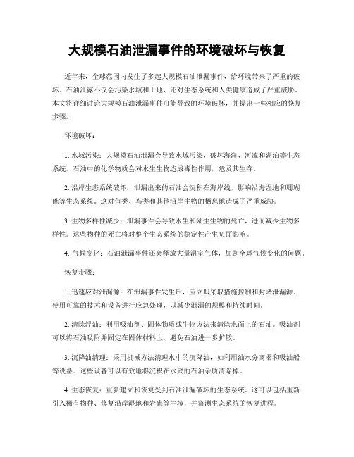 大规模石油泄漏事件的环境破坏与恢复