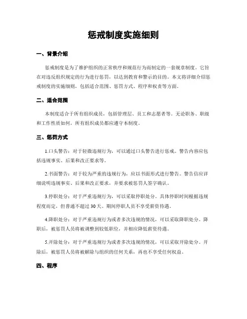 惩戒制度实施细则