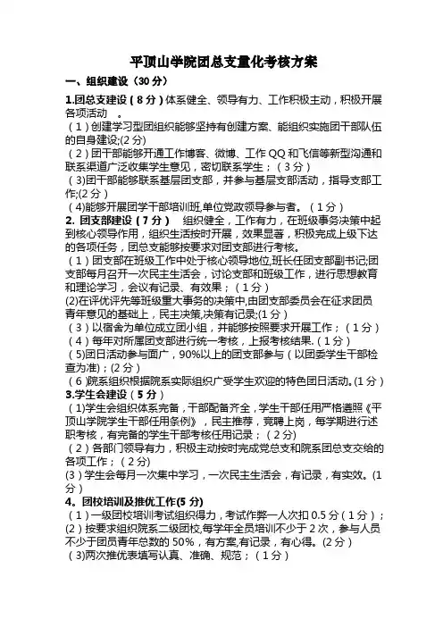 团总支量化考核方案