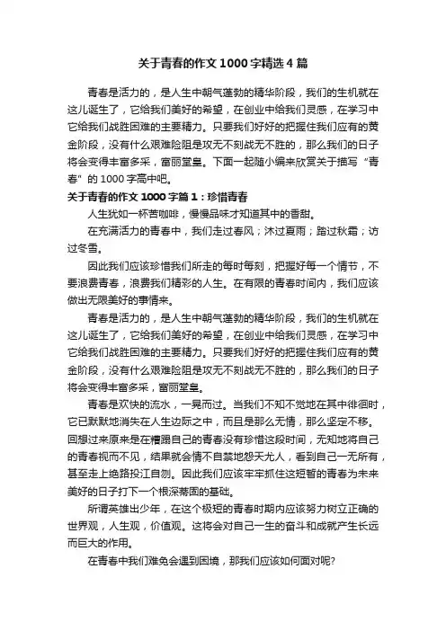 关于青春的作文1000字精选4篇