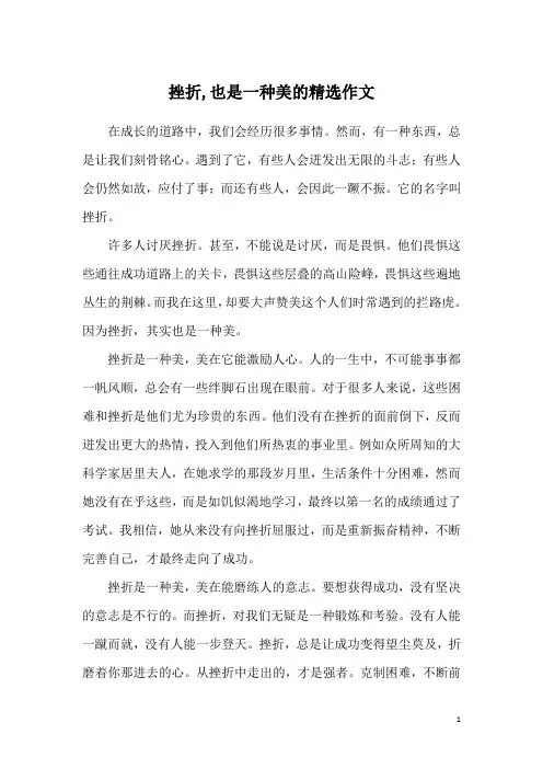 挫折,也是一种美的精选作文