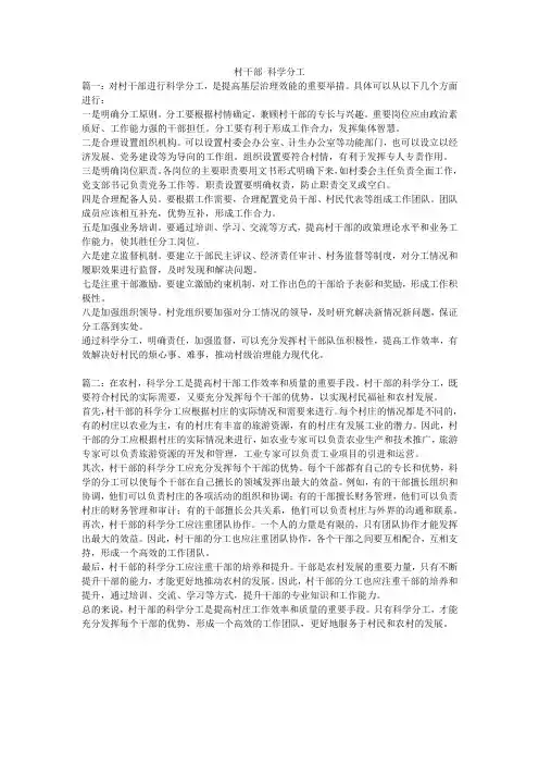 村干部 科学分工