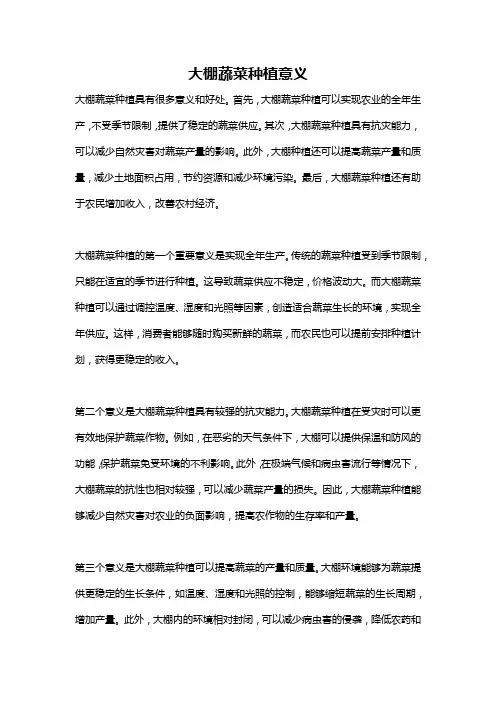 大棚蔬菜种植意义