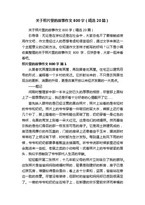 关于照片里的故事作文800字（精选20篇）