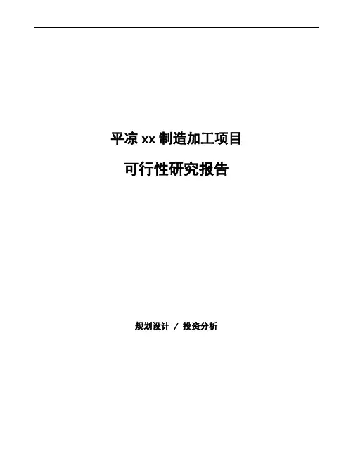 平凉可行性研究报告(立项备案模板)