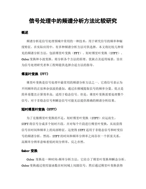 信号处理中的频谱分析方法比较研究
