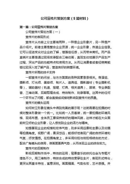 公司宣传片策划方案（5篇材料）