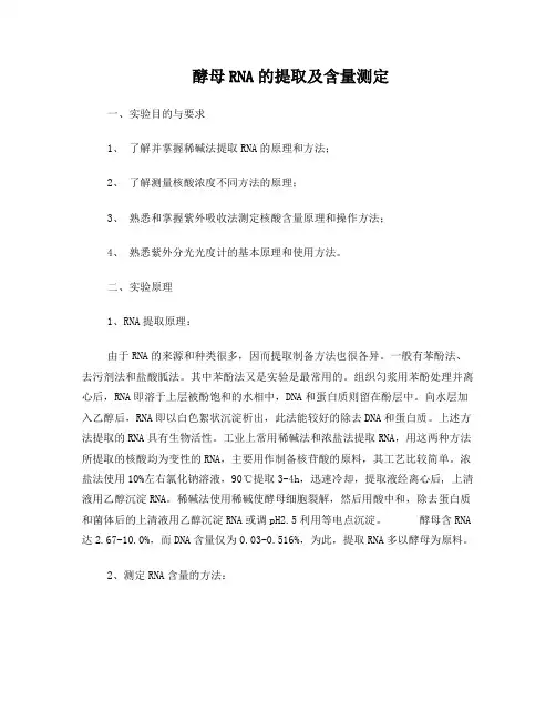 实验三_酵母RNA的提取及含量测定