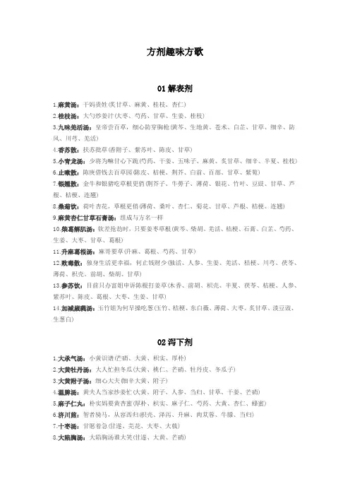 (完整word版)方剂趣味方歌