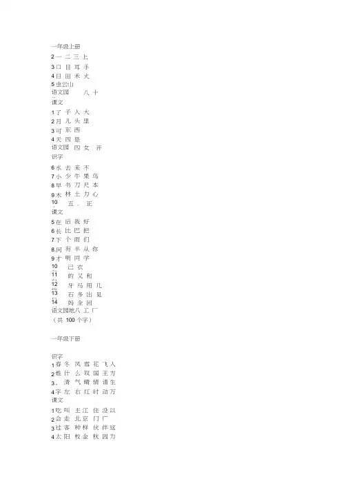 部编版1-6年级会写字表